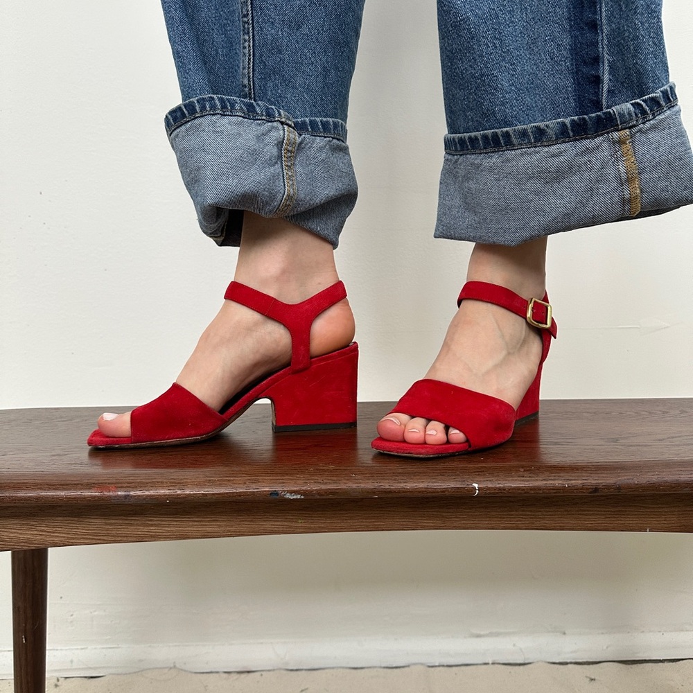 Red Suede Celine Sandals